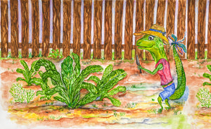 Lizard, with Kale Canvas Giclée Print